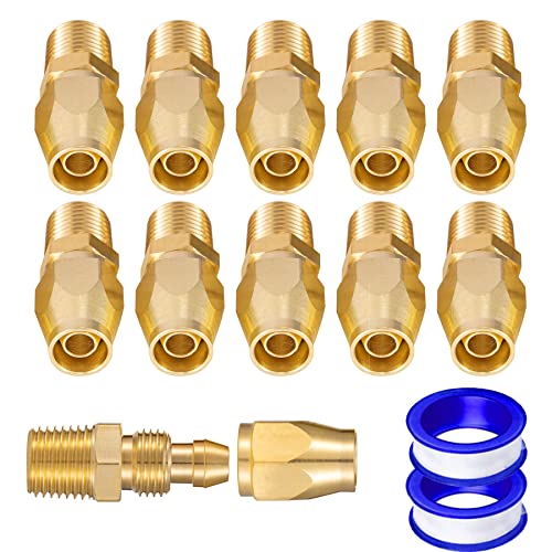 Premium Solid Brass 10PCS Reusable Replacement Fitting For 1/4-Inch ID Hose,1/4-Inch NPT Rigid (10 PCS 1/4 Inch) - size: 10PCS 1/4 Inch