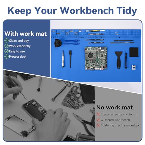 Kaisi Extra Large Soldering Mat, 932°F Heat Resistant Silicone Solder Mat - color: Blue, size: 27.6" x 15.7"