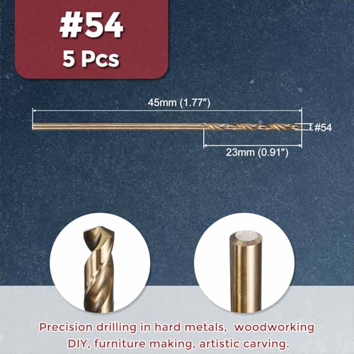 5pcs Micro Drill Bit #54 Diameter 1.397mm 4341 HSS for Soft Metal - size: #54