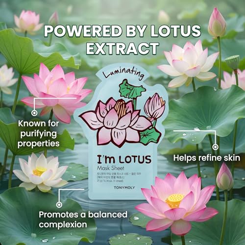 TONYMOLY I'm Face Sheet Masks - Hydrating & Soothing Korean Skincare - color: Lotus, 1 Pack