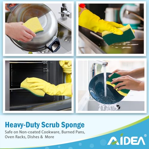 AIDEA Sponges Kitchen-24Count, Heavy-Duty Scrub Sponges, Sponges for Dishes - color: Light-green-standard