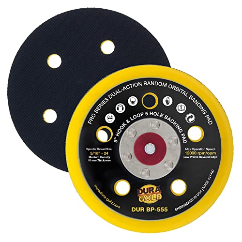 Dura-Gold Pro Series 5" Hook & Loop DA Backing Plate Pad, 5 Hole Pattern - style: 5 Hole