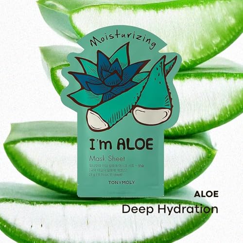 TONYMOLY I'm Face Sheet Masks - Hydrating & Soothing Korean Skincare - color: Aloe, 1 Pack