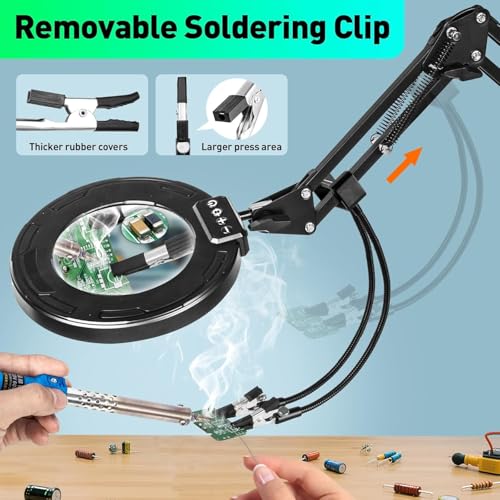 12X 30X Magnifying Glass with Light and Clamp, Soldering Helping Hand - color: Black, size: 12X 30X