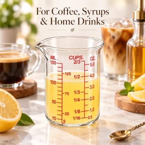 Ackers BORO3.3 Glass Measuring Cup, V-Shaped Spout, 150 mL / 5 oz, Single - size: 150 ML (5 Oz)-SINGLE