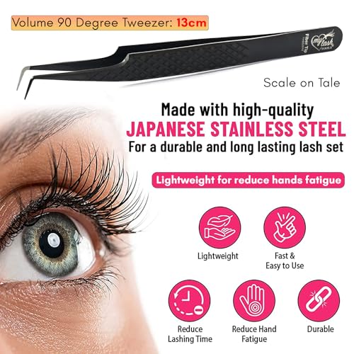 90 Degree Boot Lash Tweezers for Volume Fans - color: Cectweezer-01