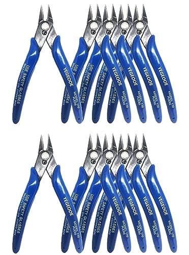 Small Wire Cutters, 10PACK Precision Diagonal Cutting Pliers Side Cutter, Nippers, Micro Flush Cutters, Shear Cutters, Wire Snips - size: 5 inch diagonal, 10 count