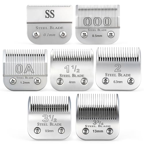7 Pcs Clipper Blades 0.1-13mm Compatible with Oster Classic 76, Silver - size: Size 0.1-13mm