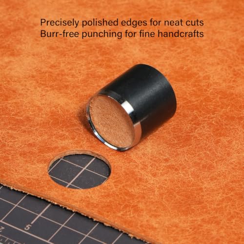 WUTA Leather Hole Punch Set, 9 PCS High Carbon Steel Circle Hole Punch Cutter, Precision Die-Casting Design for Leather, Rubber, Canvas, Cork (0.04"-0.2") - size: (1+1.5+2+2.5+3+3.5+4+4.5+5)mm 9pcs