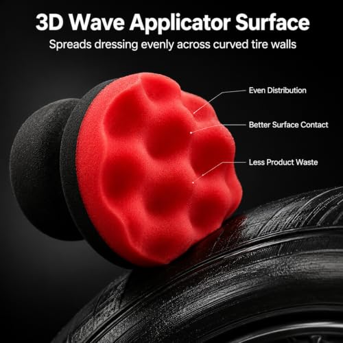 Tire Dressing Applicator, Car Auto Polishing Pad Combined, Hex-Grip Tire Shine Applicator Pad Reusable Sponge Pad with Dense Foam for Car Tire Shine & Wheel Detailing - color: Red, size: 4.13inch