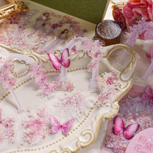 120 Pcs Aesthetic Floral Arch PET Stickers for Journaling - color: Romantic Collection
