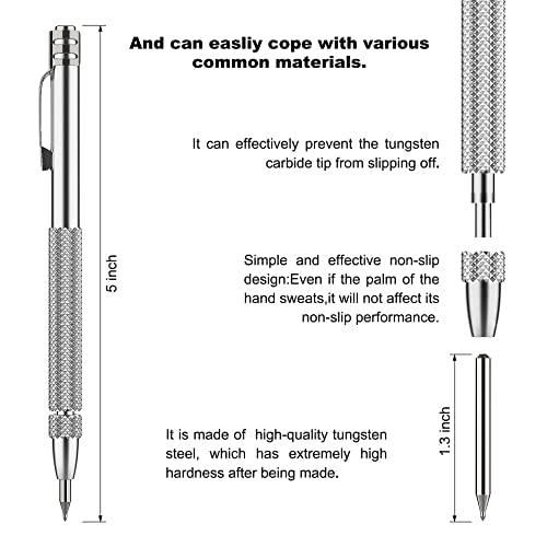 Glieskir 2-Pack Tungsten Carbide Scriber Set with Magnet and 10 Tips - color: 2-Pack - Silver