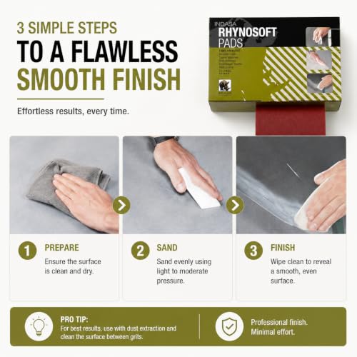 Indasa Rhynosoft Foam Sanding Pads - 4.5" x 5.5", Hook and Loop, 2000 Grit, Redline, Flexible,Tear-Resistant,Ideal for Automotive, Wood, & Finishing (Pack of 20 Pads) - size: 2000-Grit 20 Pads Redline