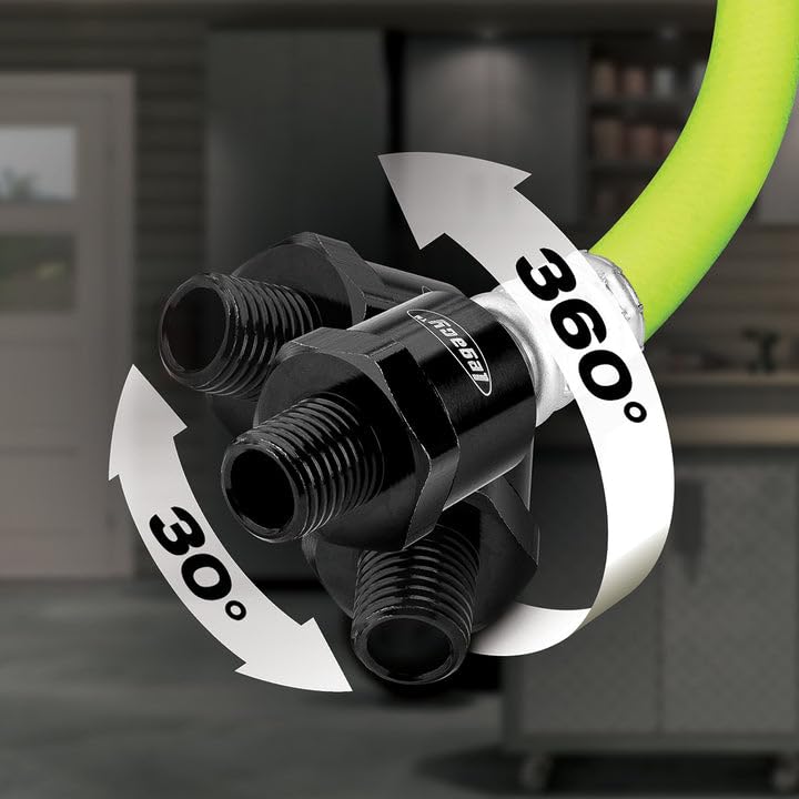 Flexzilla Swivel Whip Air Hose 2 Feet | 1/2" Hose I.D. and 3/8" Fittings | Extreme All-Weather Flexibility | Durable and Abrasion-Resistant Outer Cover, 3/8" NPT Ends - size: 1/2" (inch) x 2' (feet)