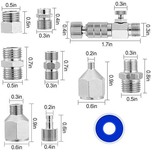 6ft Braided Airbrush Hose Kit, 1/8" 1/4" Adapters & Quick Release