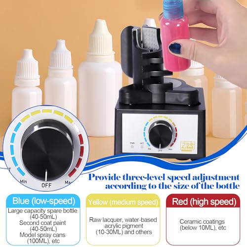 Mini Vortex Mixer, Electric Paint Shaker for DIY Model Paint, Gundam Paint, Nail Polish, Glue and Ink, Hands-Free 3-Speed Mixer Machine for 10-100ml Small Bottles