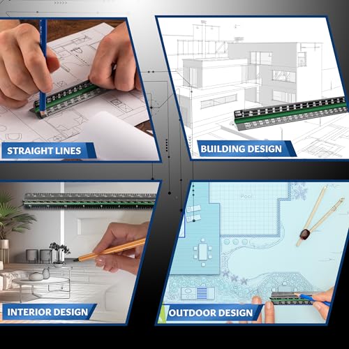 Stylo Architectural Scale Ruler, 12 Inch Aluminum, Black Metric - color: Black, size: 12 inch (Metric)