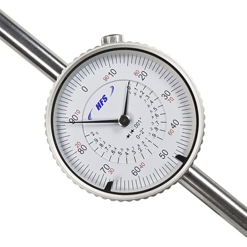 HFS Dial Indicator, 0-2" Range, 0.001" Graduation, 1/4" Lug Back - size: 0-2" x 0.001"