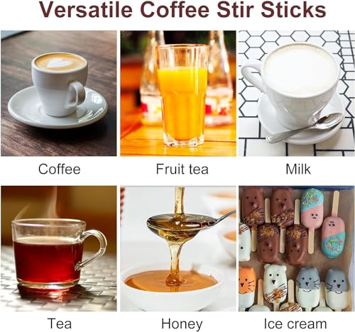 Wooden Coffee Stirrers 5.5" Coffee Stir Sticks 1000 Pcs, Natural Birch Round End Thick Birch Wood Eco-Friendly， Suitable for Coffee, Cocktail and Hot Drinks - color: Natural, size: 1000 Pack