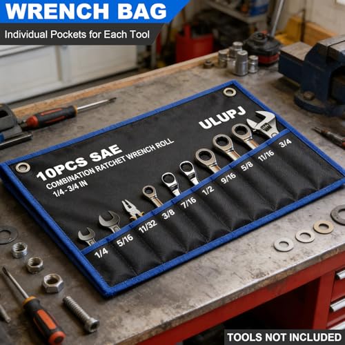 2PCS Wrench Roll, Wrench Organizer Roll Up Pouch, Heavy-Duty Tool Pouch Bag