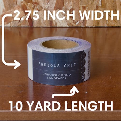Serious Grit - P60 Grit Ceramic Adhesive Sandpaper Roll - 2.75" x 10 Yard - size: 60 Grit