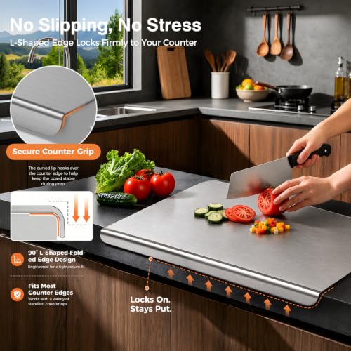 Titanium Cutting Boards for Kitchen, Double-sided non-toxic Pure Titanium Cutting Board, Dishwasher Safe Chopping & Kneading Board for Meat, Fruits, Vegetables & Baking,16 * 12 - size: 16"L x 12"W