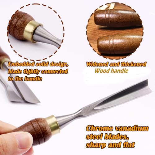 12Pcs Wood Carving Chisel Set - CR-V 60 Steel Wood Carving Tools