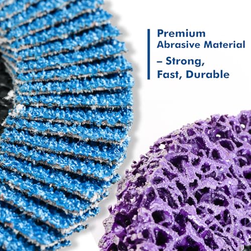 25 Pack Strip & Flap Disc Combo Set for Angle Grinder Includes 6 Strip Discs and 19 Flap Discs (40/60/80/120 Grit), 4.5 Inch Grinding Wheels for Rust Removal, Paint Stripping, Weld Finishing on Metal - style: Finishing Prep