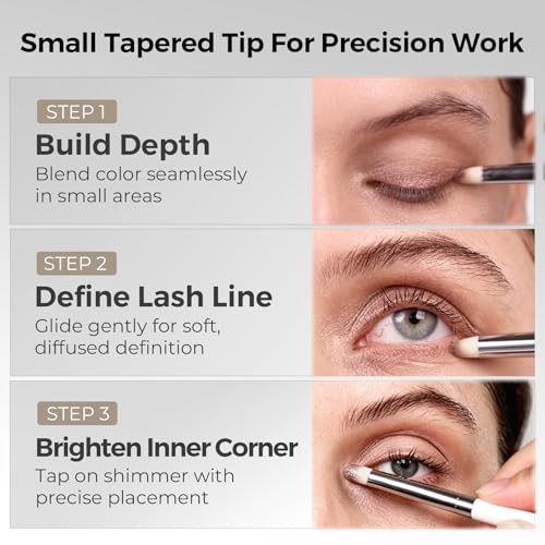 Albeaut Small Eyeshadow Brush, Soft Firm Pencil Brush with Precise Point, Eyeliner Smudge Tool, Delicate Areas Eye Shadow Applicator for Inner Eye & Different Eye Shape (197 Micro Pencil) - style: 197 Micro Pencil