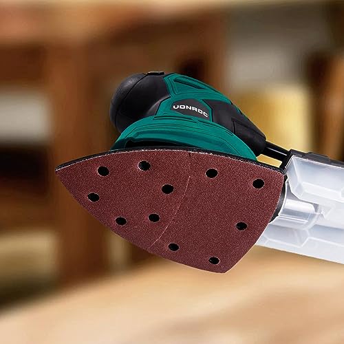 50 PCS Mouse Detail Sander Sandpaper, 60 Grit Palm Sander Sandpaper 11 Holes Hook and Loop Sander Pads Triangular Sanding Sheets Abrasive Sanding Paper for Mouse Sander - size: 60 Grit