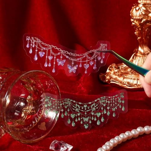 60 Pcs Crystal Jewelry Necklace PET Stickers, Gem Garland Decals - color: Jewelry Collection