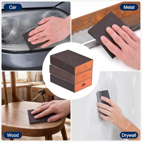 4Pcs 100Grit Sanding Sponges, Wet Dry Sanding Blocks - size: 100Grit