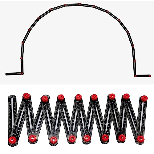 Multi Angle Measuring Ruler, 16-Sides Ruler Hole Locator Aluminum Alloy Universal Multi Angle Measuring Ruler Protractors, Adjustable Floor Tile Glass Woodworking Puncher - color: 16 side