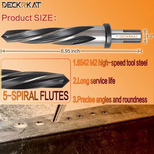 1" Reamer Drill Bit for Metal, M2 HSS Taper Reamer for Steel, Alloy, Wood, Plastic to Align, Enlarge Holes – 5-Spiral Flutes, 1/2" Non-Slip Shank, 25mm Car Reamer, Bridge Construction Reamer. - size: 1 in