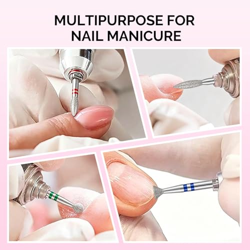 MelodySusie 20pcs Nail Drill Bits Diamond Cuticle Set Silver