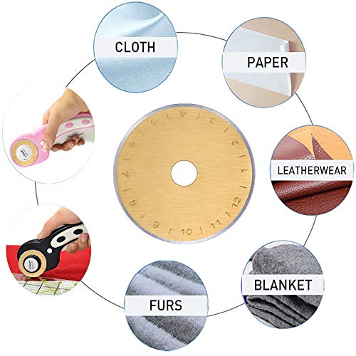 HEADLEY TOOLS Titanium Coated 45mm Rotary Cutter Blades 15 Pack Fits Olfa, Fiskars, Replacement Rotary Blade for Arts Crafts Quilting Scrapbooking Sewing, Sharp and Durable - size: 45mm 15pcs (Titanium Plating)