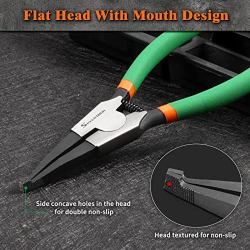 SPEEDWOX Special Angle Tip Lock Ring Pliers 11-Inch Retaining Rings Pliers for Removing Installing Gearshift Locking Rings Spring Loaded Snap Ring Pliers for Removing Installing Locking Rings - style: 11"with hole