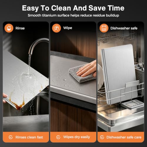 Titanium Cutting Boards for Kitchen, Double-sided non-toxic Pure Titanium Cutting Board, Dishwasher Safe Chopping & Kneading Board for Meat, Fruits, Vegetables & Baking,16 * 12 - size: 16"L x 12"W