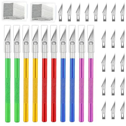 10 PCS Exacto Knife with 20 PCS Spare Sharp Blades, Profession Craft Hobby Knives for DIY, Art, Cutting, Modeling, Scrapbooking and Stencil(Multicolor) - color: Colorful