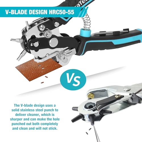 DURATECH Leather Hole Punch, Heavy Duty 6-Hole Punch Plier Tool