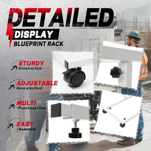Mobile Blueprint Holder Rack Stand for for 30"/36"/42" Clamps - size: White