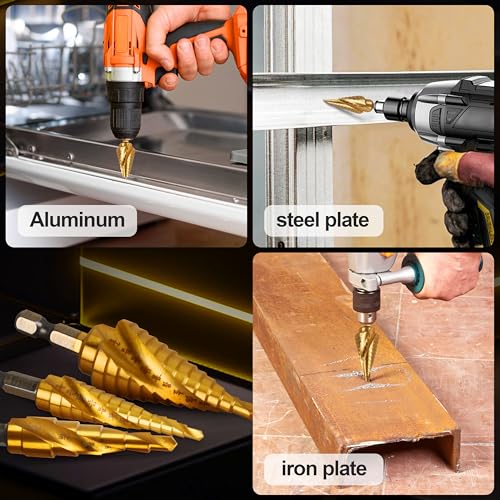 Step Drill Bit Set - DWA1790IR for Dewalt Double Spiral Flute Step Bits