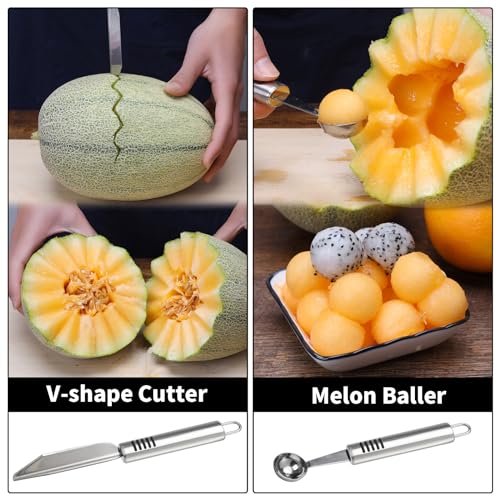 BURLIHOME 6Pcs Stainless Steel Fruit Carving Knife Set,Fruit&Vegetable Tool