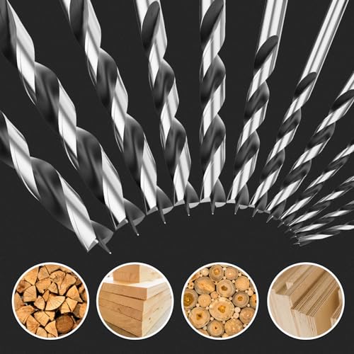 12Pcs (1/8" - 1/2") Brad Point Wood Drill Bit Set - size: Round Shank (1/8"-1/2") - 12pcs