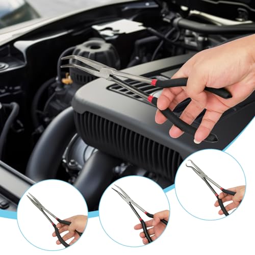 4Pcs Bent Nose Pliers 11 Inch Extra Long Needle Nose Pliers Set - size: 4pcs With Bag