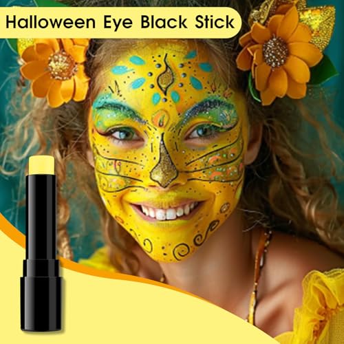 BADCOLOR Yellow Face Body Paint Stick, Full-Coverage Eye Black Sticks for Adults, Hypoallergenic Face Painting Kit for Halloween SFX Lion Tiger Stage Cosplay Costume Party - color: 1PCS Yellow