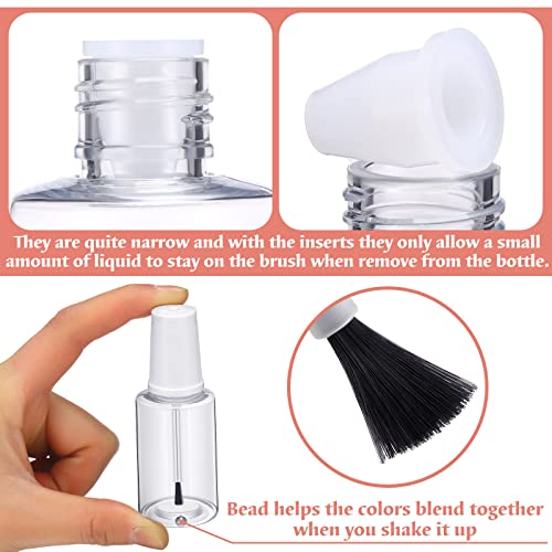 Irenare 10 Pcs Refillable Empty Nail Polish Bottles with Brush Mixing Marble Conservation Insert and Brush Top Plastic Nail Polish Container, Clear (20 ml) - size: 20 ml
