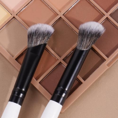 MAANGE 3 PCS Foundation Contour Conceal Brush Set, Makeup Brushes, Eyeshadow Concealer Brushes, Double Sided Blending Eyebrow Brush Professional Face brushes Set Tools, For Liquid, Cream, Loose Powder - color: 3 PCS