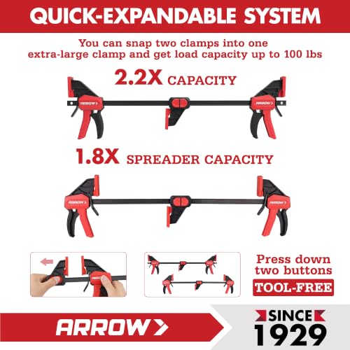 ARROW 6-Piece Mini Light-Duty 6"(2) & 6" Medium Duty (4) Bar Clamps Set - size: mini 6"(2) & 6"(4)