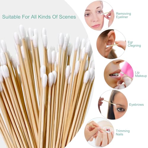 6 Inch Long Cotton Swabs, Pointed or Round Tips for Cleaning - size: 400 Count Round